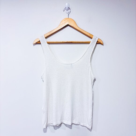 SIMONS Beige ribbed button-front tank top | Rayon blend minimalist | Small * - Picture 6 of 6